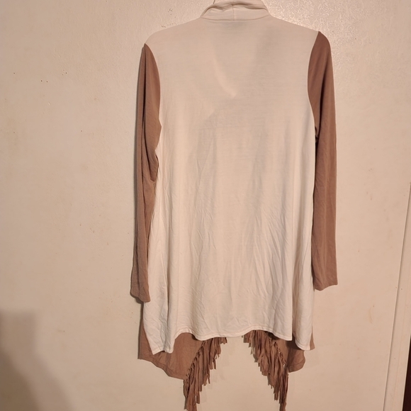 Serena Williams Fringe Cardigan Ivory Sand Size M - Picture 9 of 11